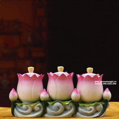HŨ SỨ HOA SEN CÚNG DƯỜNG BÀY BAN THỜ PHẬT